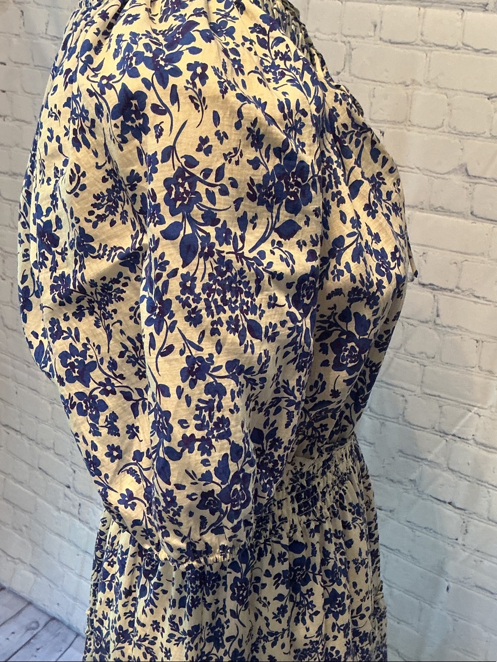 Rails Blue Floral Tie-Neck Smocked Mini Dress - Picture 4 of 10